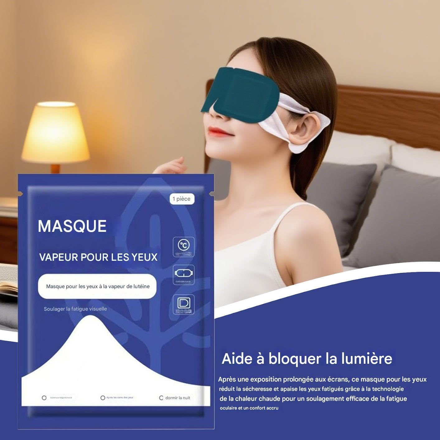 Heated Eye Mask - Heated Eye Mask for Travel - Night Anti-Light Steam for Relaxation Sleep Flight Flight Plane Care - Image 4