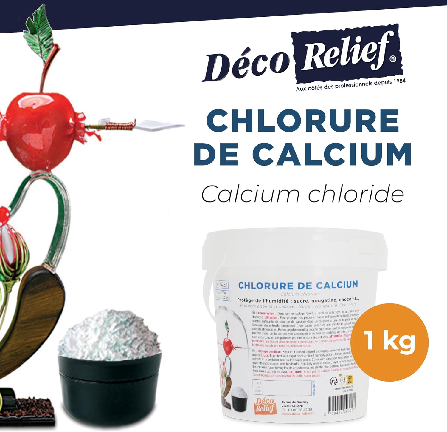 Déco Relief - Calcium Chloride 1kg - Desiccant for Preserving Sugar, Nougatine, Chocolate - Professional Ingredient - For Pastry, Confectionery - S64 - Image 3