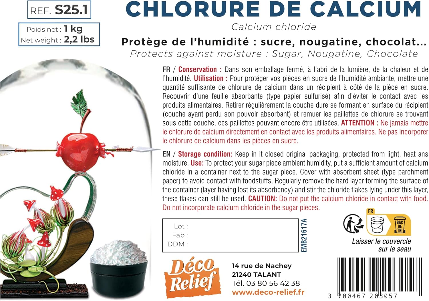 Déco Relief - Calcium Chloride 1kg - Desiccant for Preserving Sugar, Nougatine, Chocolate - Professional Ingredient - For Pastry, Confectionery - S64 - Image 7