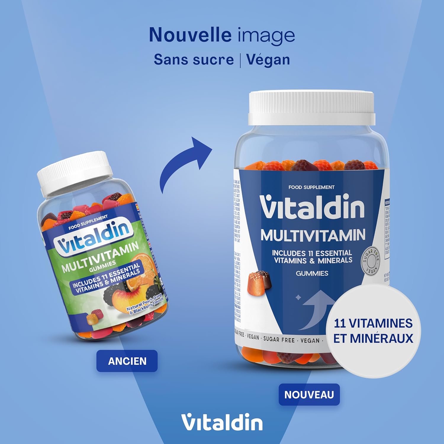 VITALDIN Gummies Adult Multivitamin - Vegan - Sugar Free - with Vitamins A, C, D, E, B6, B12 & Biotin, for Women & Men, 70 Gummies - Peach, Orange & Blackberry Flavour - Image 8