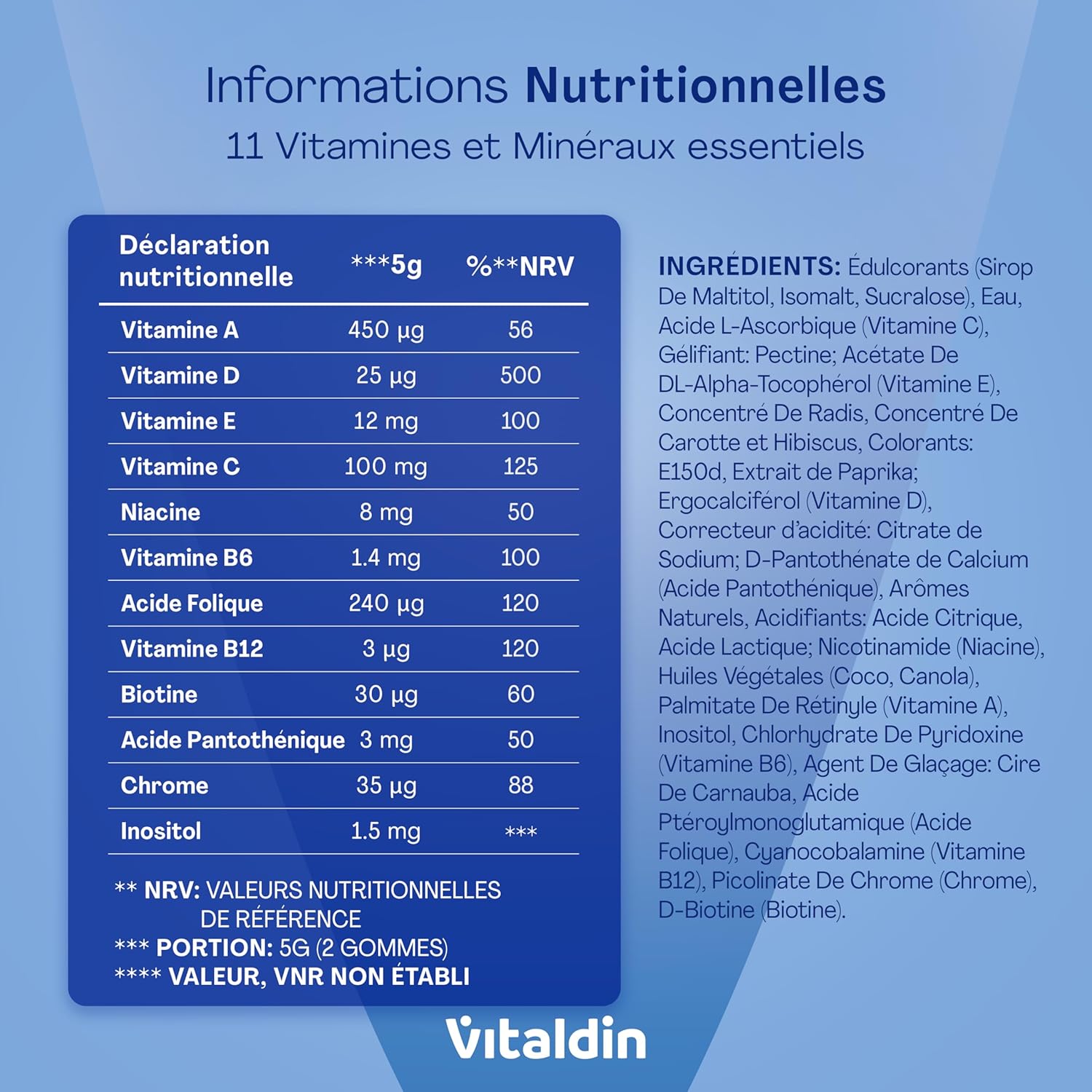 VITALDIN Gummies Adult Multivitamin - Vegan - Sugar Free - with Vitamins A, C, D, E, B6, B12 & Biotin, for Women & Men, 70 Gummies - Peach, Orange & Blackberry Flavour - Image 9