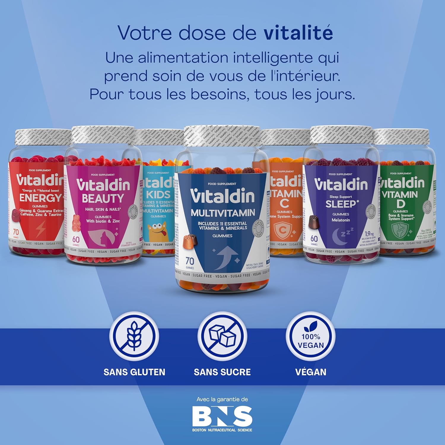 VITALDIN Gummies Adult Multivitamin - Vegan - Sugar Free - with Vitamins A, C, D, E, B6, B12 & Biotin, for Women & Men, 70 Gummies - Peach, Orange & Blackberry Flavour - Image 11