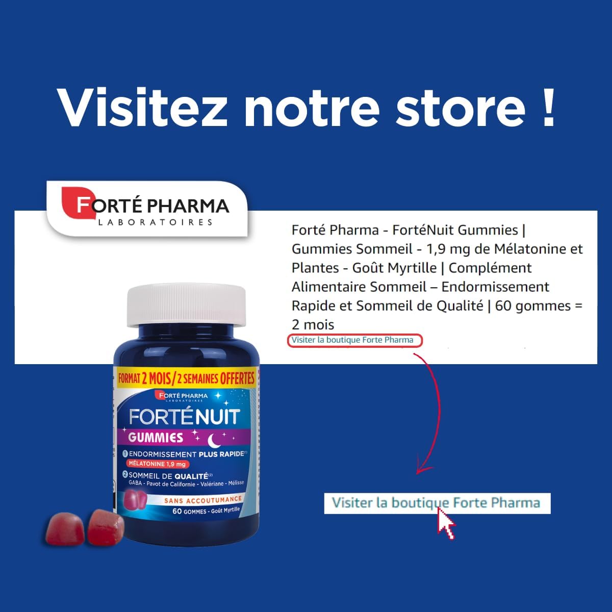 Forté Pharma - FortéNuit Gummies - 1.9 mg Melatonin and Plants, GABA - Sweet Night - Sleep Supplement – Fast Sleep & Quality Sleep Favoured - 60 gums, 2 months - Image 7