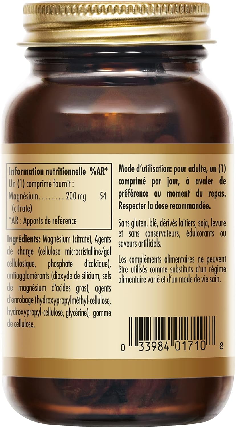 Solgar Magnesium Citrate - Sleep and Fatigue - Vitality and Energy - Highly Assimilable - Mineral - Food Supplement - Bottle of 60 Tablets - Image 6