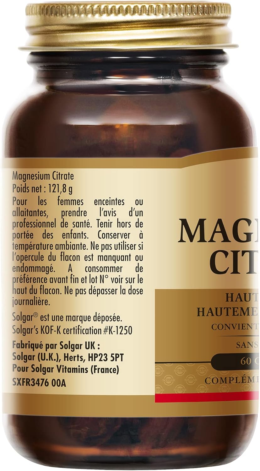 Solgar Magnesium Citrate - Sleep and Fatigue - Vitality and Energy - Highly Assimilable - Mineral - Food Supplement - Bottle of 60 Tablets - Image 7