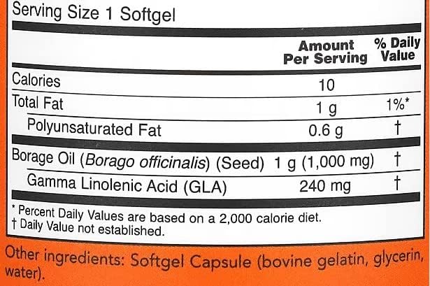 Now Foods Borage Oil 1000mg 120 Softgels - Image 3