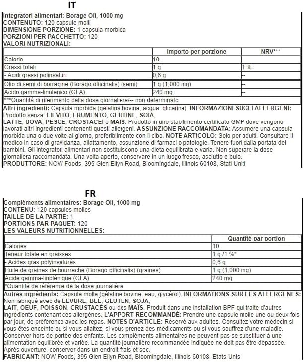 Now Foods Borage Oil 1000mg 120 Softgels - Image 5