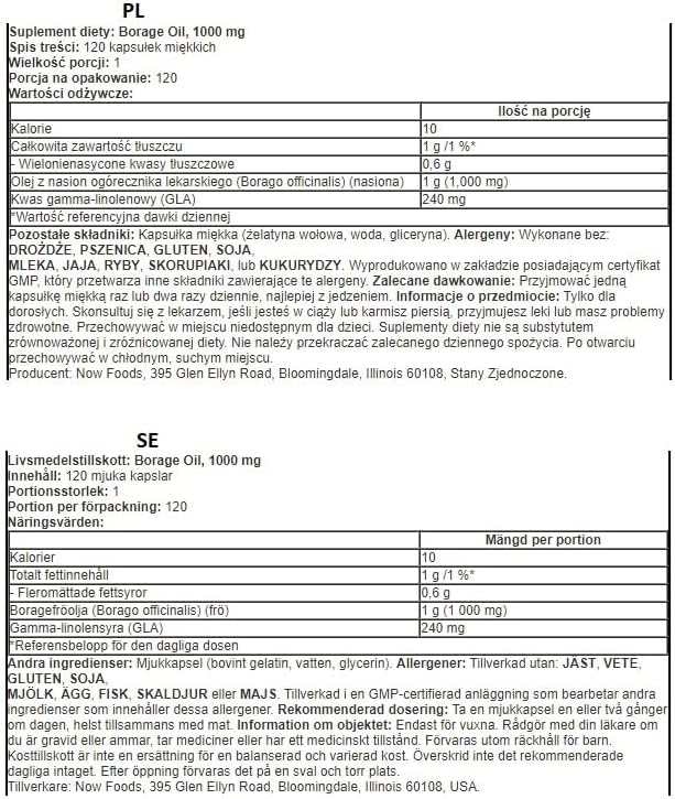 Now Foods Borage Oil 1000mg 120 Softgels - Image 6