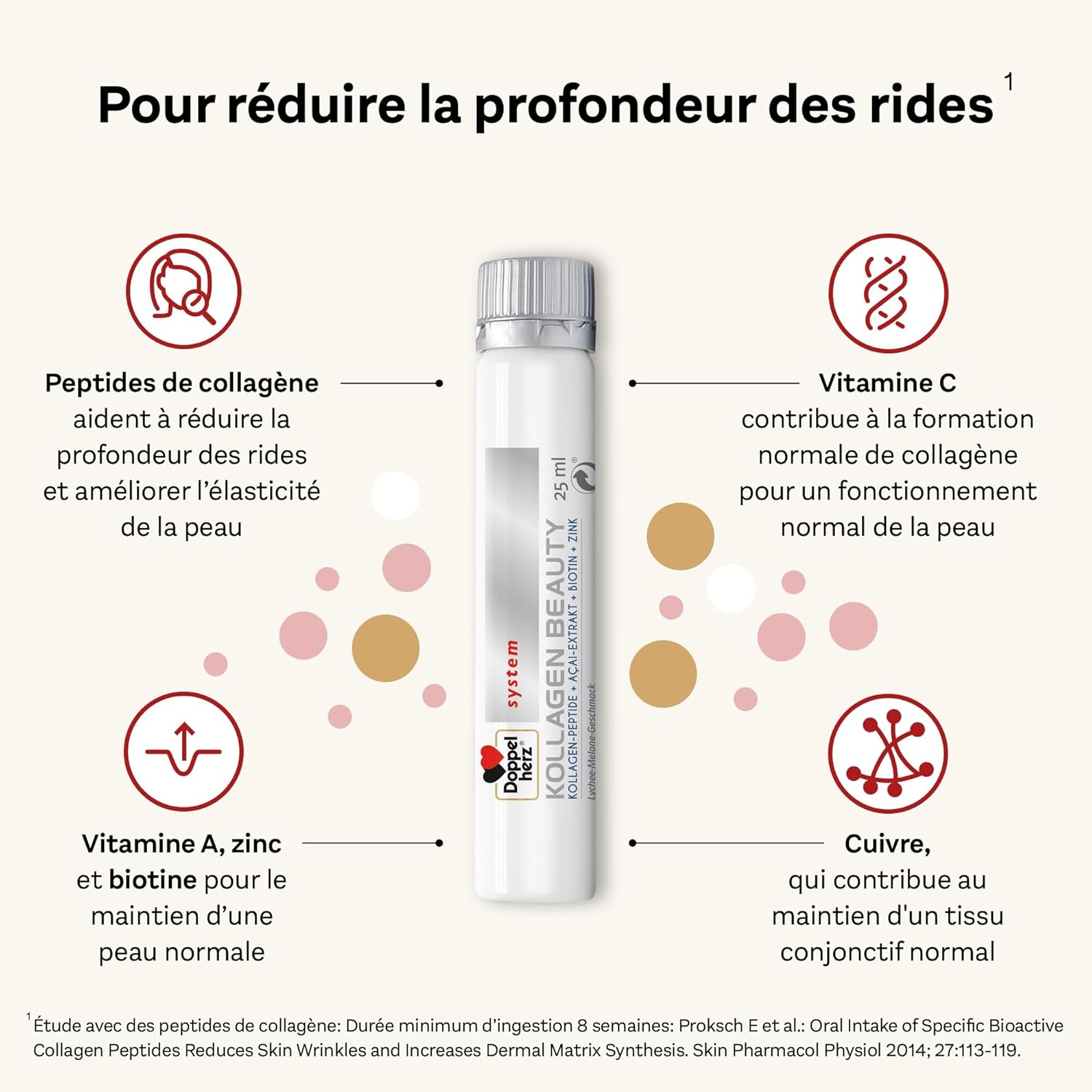 Doppelherz – Kollagen Beauty – Collagen Peptides for Healthy, More Elastic Skin – Acai Extract, Biotin and Zinc – Lychee-Melon Flavour – 30 Bottles of 25 ml - Image 5