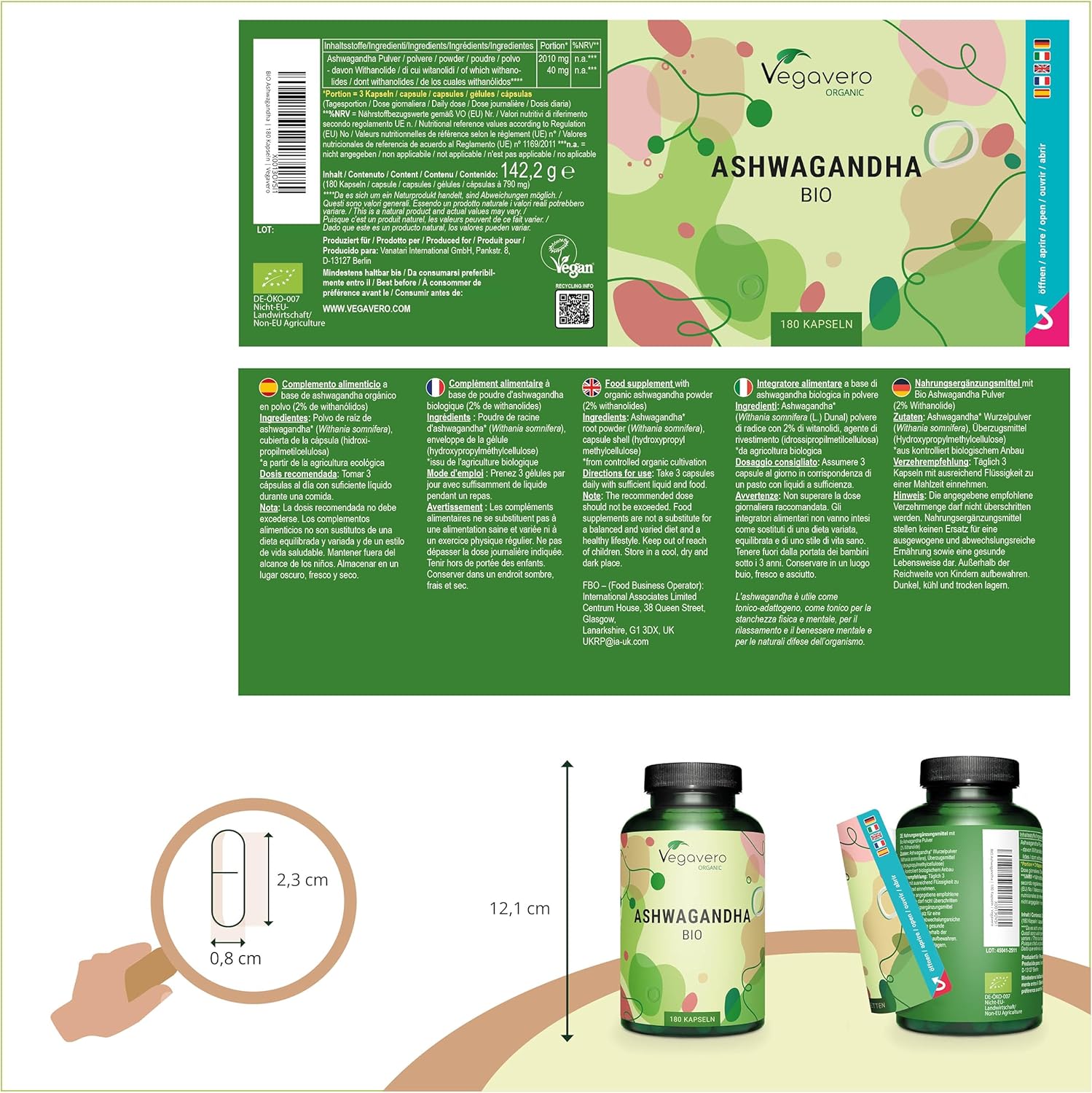 Ashwagandha BIO | Extra Strength: 2010 mg per Serving | 180 Vegan Capsules | Premium Quality: No Additives & Standardized in Withanolides | Vegavero® - Image 4