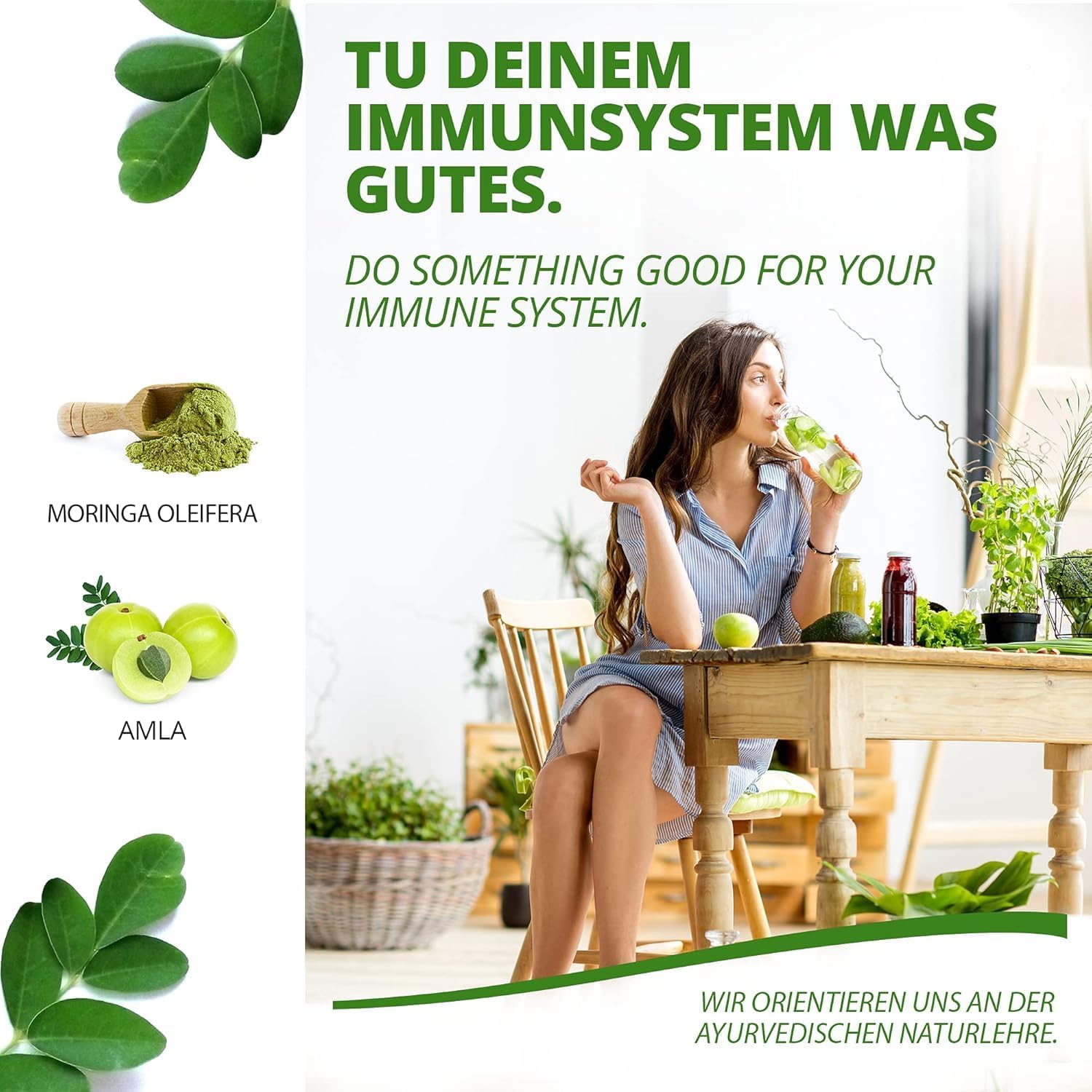 Moringa+Amla capsules 600mg - immune system and energy - 2 months supply - high dose, moringa- and amla powder - vitamin C - vegan and gluten free - 120 capsules per MoriVeda - Image 3