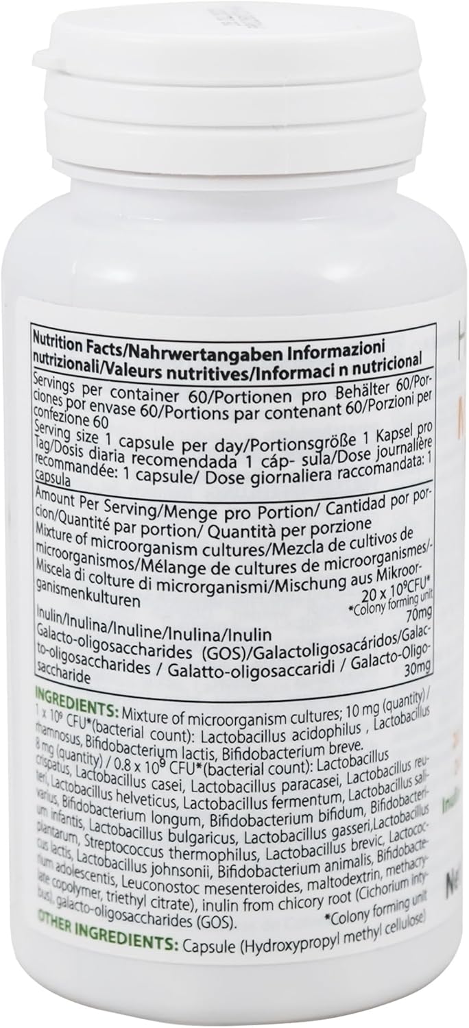 Microbiome Cultures | Digestive Probiotic + Prebiotic | 24 Strains | 20 Billion CFU | 60 Capsules | Active Intestine | Inulin and GOS | Dietary Supplement | Analysis | Heiltropfen - Image 3