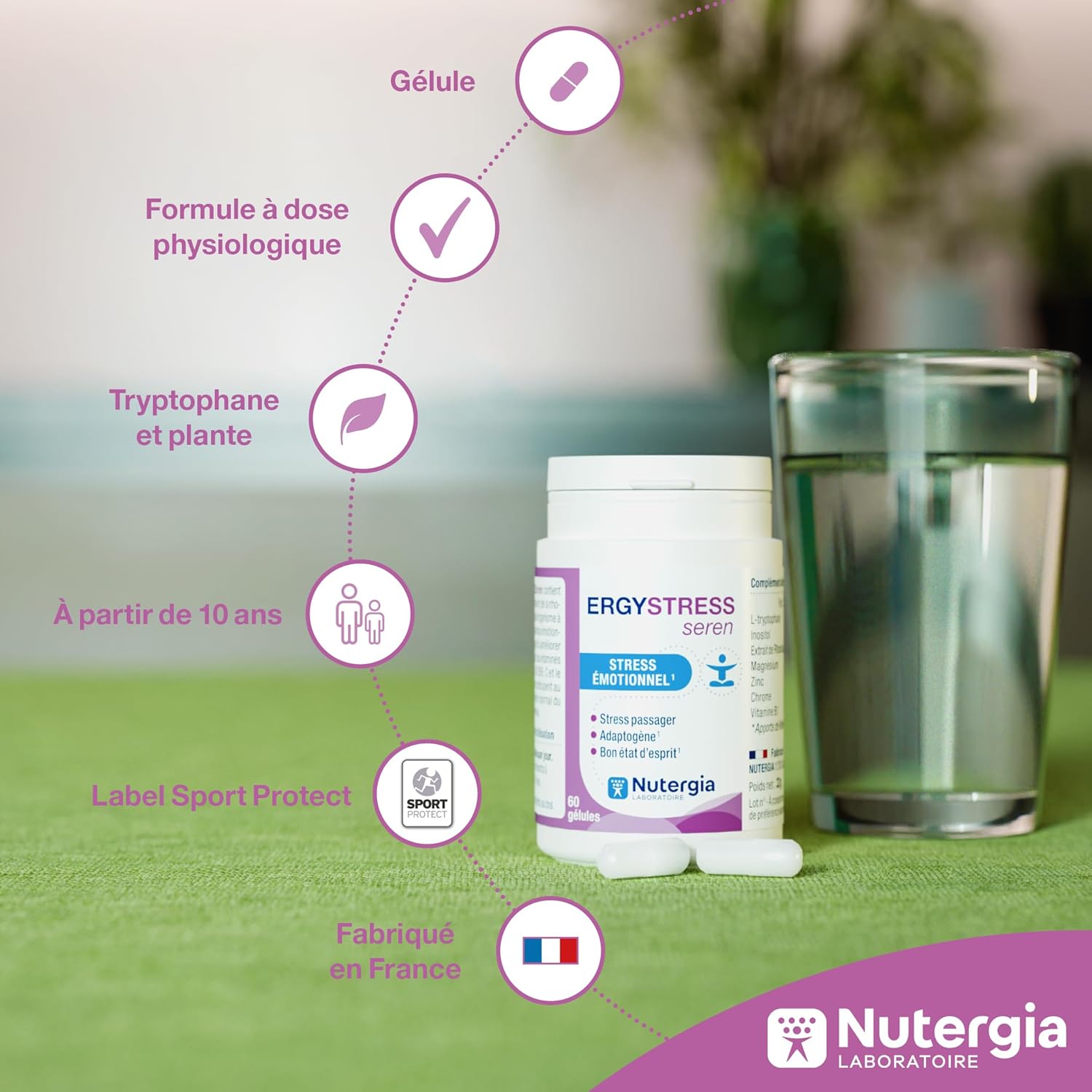 Nutergia – Emotional stress – Adaptation to transient emotional stress, improve the state of mind – Sweet urges due to stress – Dietary supplement – 60 Capsules – Made in France - Image 5