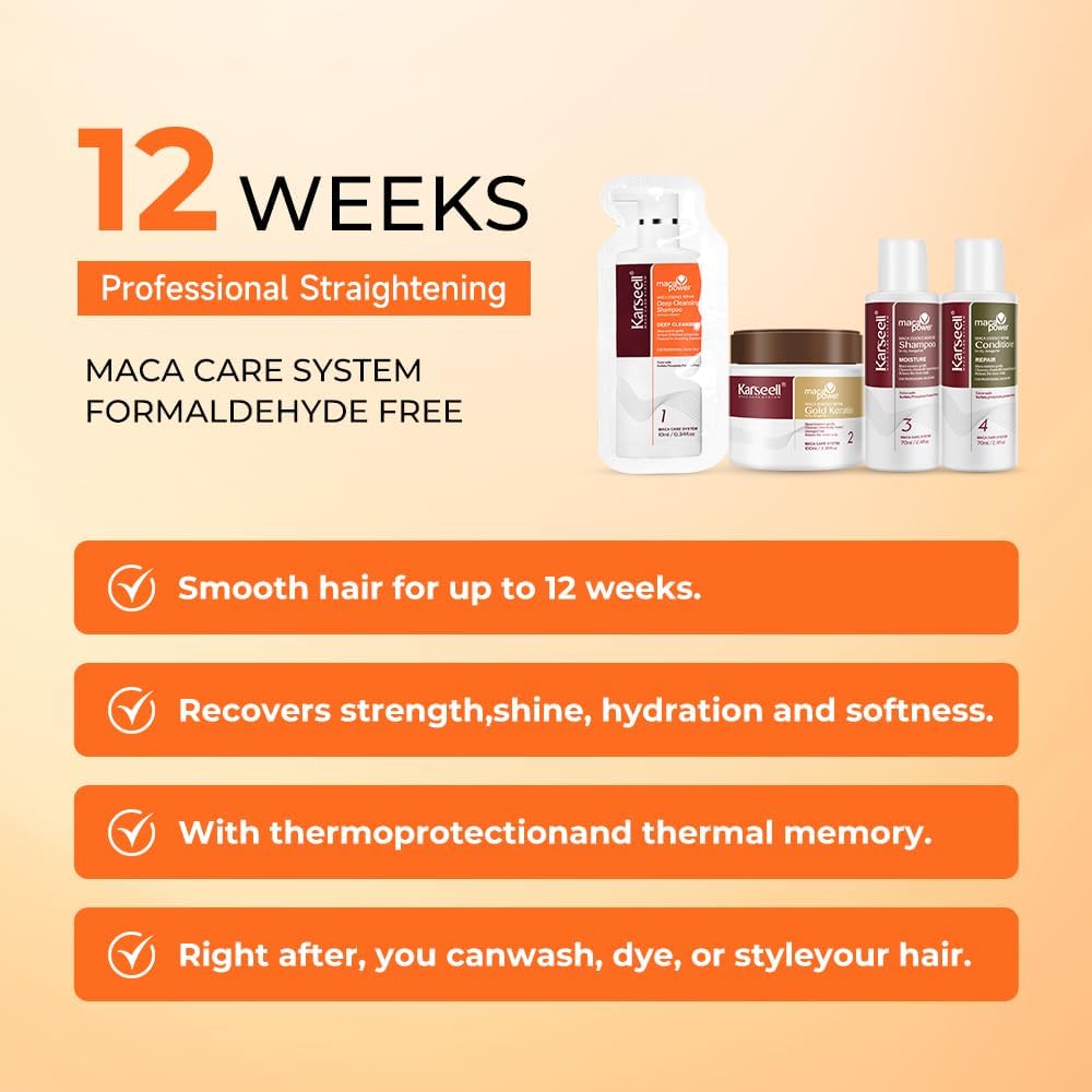 Karseell Keratin Hair Straightening Kit, Professional Home Straightening Kit, Lasts 12 Weeks for All Hair Types - Image 4