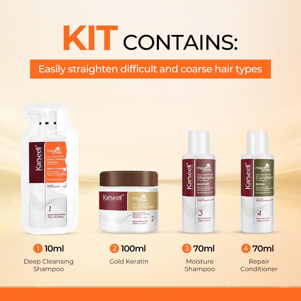 Karseell Keratin Hair Straightening Kit, Professional Home Straightening Kit, Lasts 12 Weeks for All Hair Types - Image 5