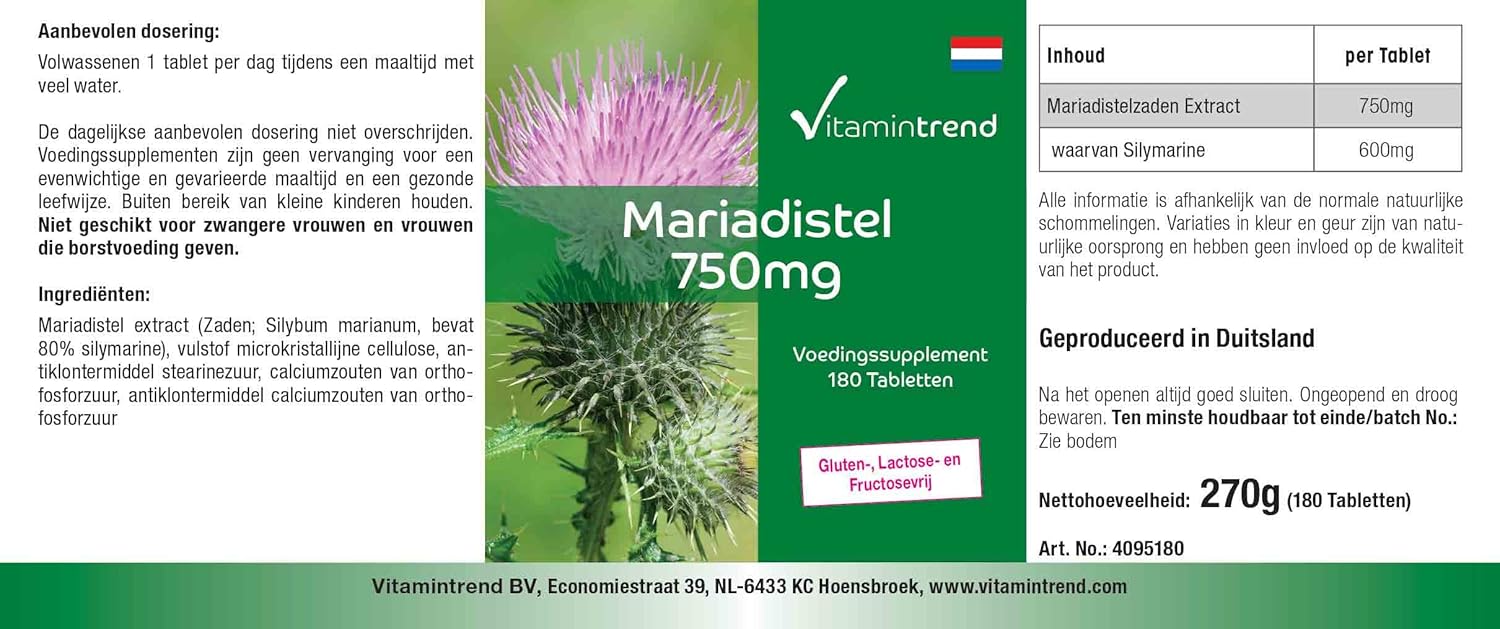 Milk Thistle Extract 750mg – Box of 180 tablets -! FOR 6 MONTHS! – Vegan – High dosed - 80% Silymarin | Vitamintrend® - Image 6