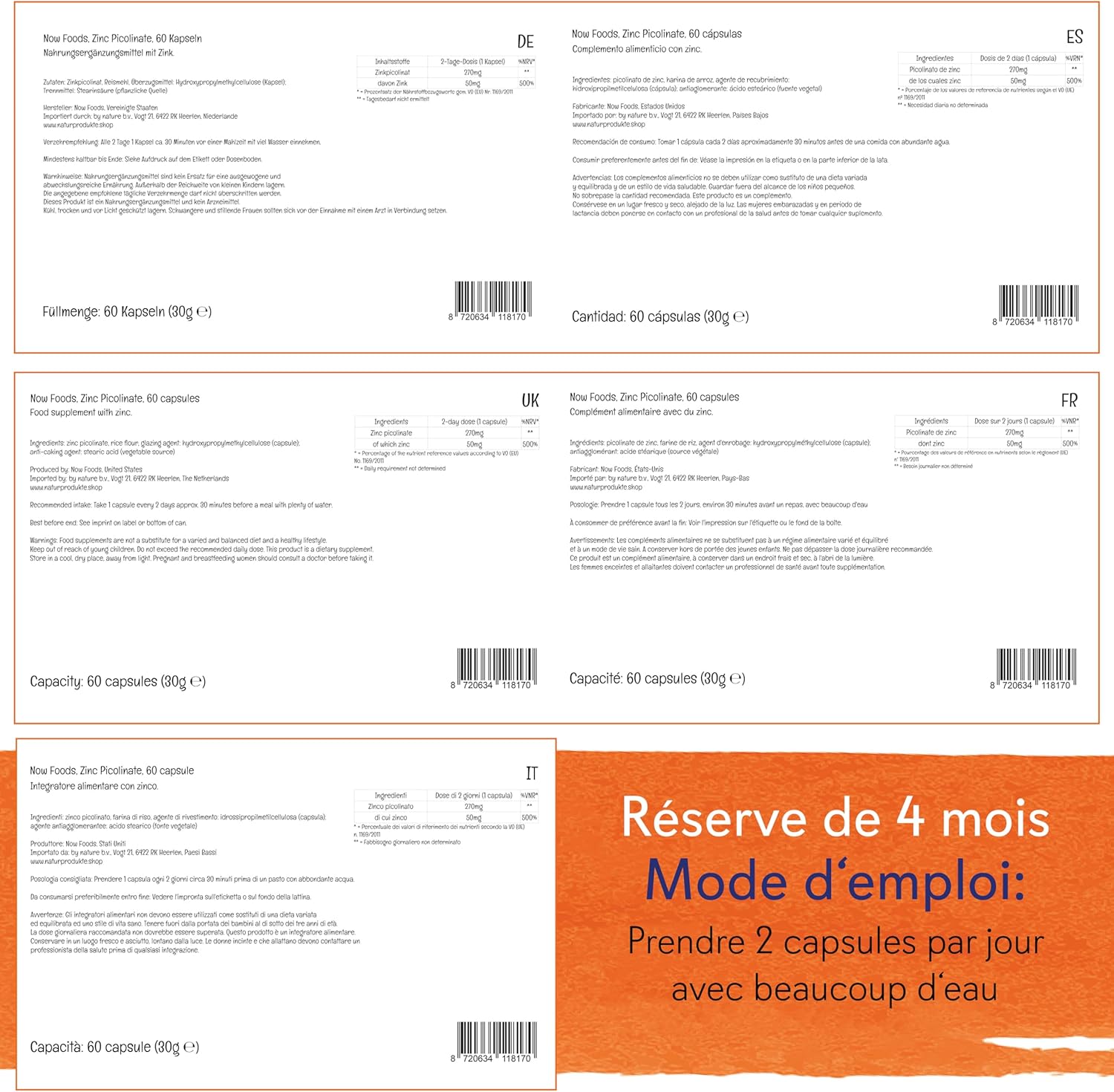 Now Foods, Zinc Picolinate, 50mg, High Dosed, 1 Capsule Every 2 Days, 60 Vegan Capsules, Lab Tested, Gluten Free, Soy Free, Non-GMO, Vegetarian - Image 10