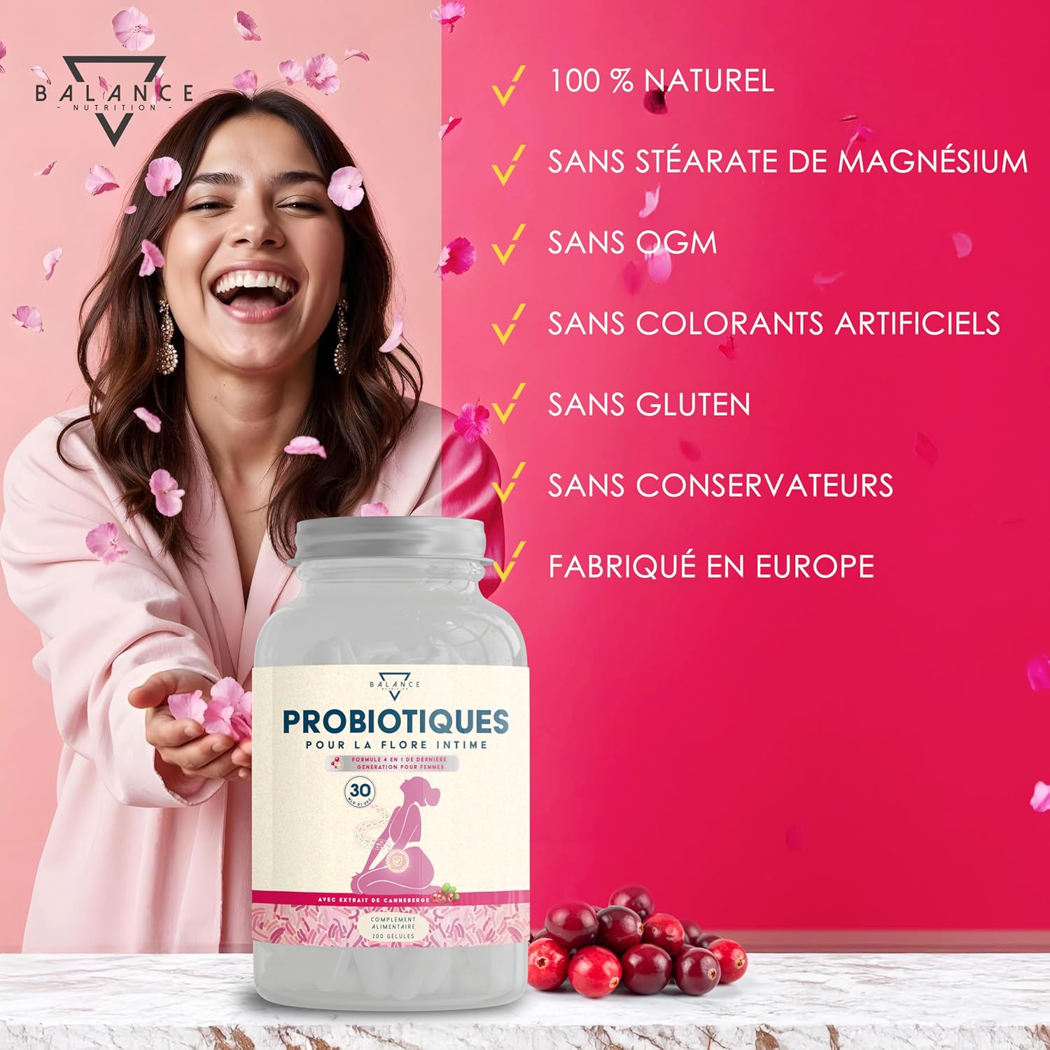 Female Probiotics - 200 Capsules | Useful for: Mycosis Vaginosis, Bacterial Vaginosis | Probiotic Intimate Flora | 30 Billion CFU/Day, Lactobacillus Rhamnosus, Reuteri, Crispatus, Red Cranberry - Image 9