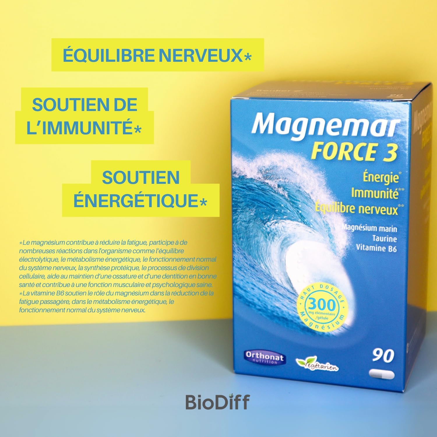 Magnemar Force 3 - Energy, Vitality, Immunity Food Supplement - 510 mg Marine Magnesium, 120 mg Taurine and 2 mg Vitamin B6 per Capsule - 90 Capsules - Image 3