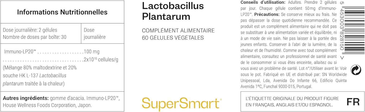 Lactobacillus Plantarum PostBiotique - The Best Immunobiotic Complex to Strengthen Your Immunity - Patented (Immuno-LP20™) - Vegan - Gluten Free - Supersmart - Image 4