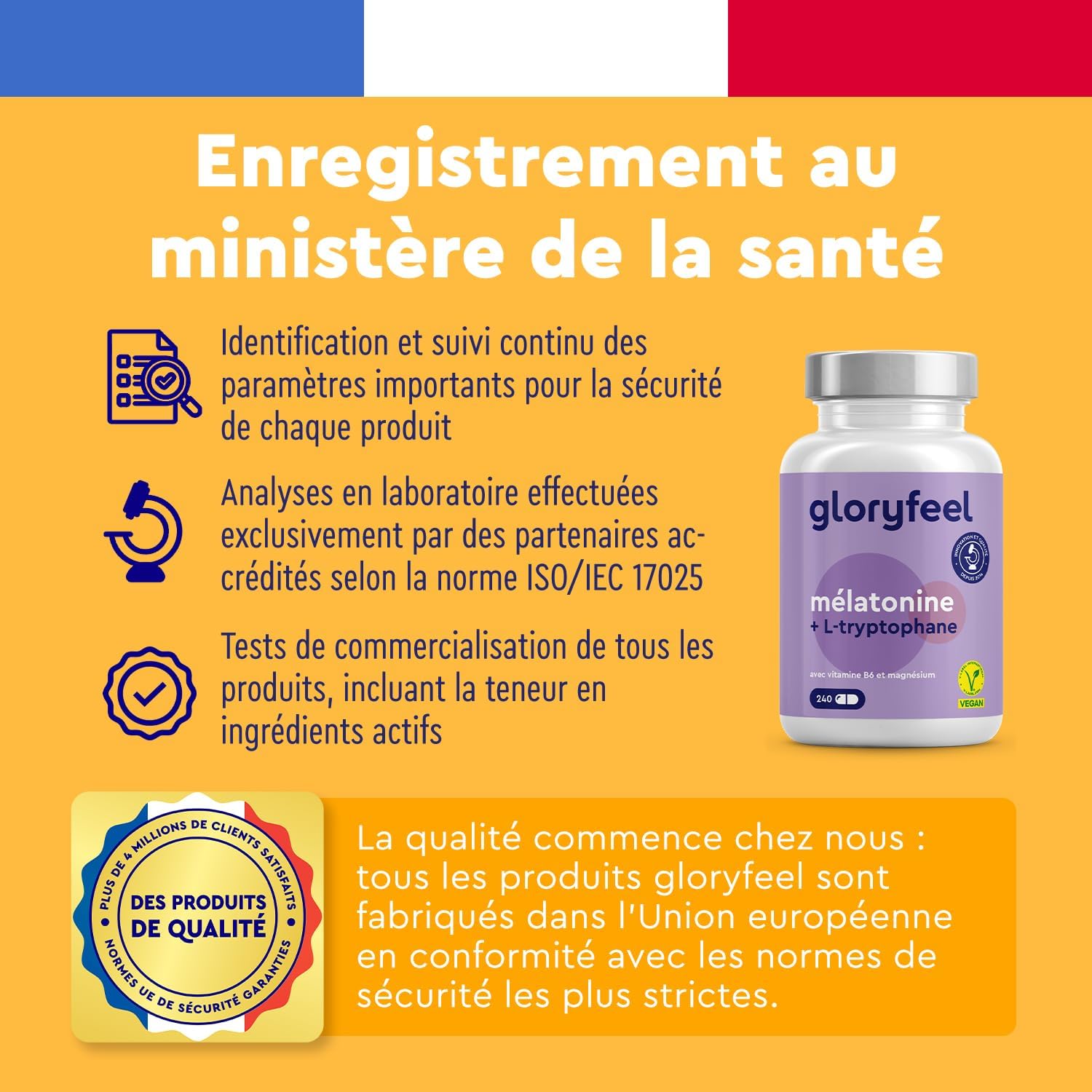 Melatonin + L-Tryptophan Complex 500 mg, Vitamin B6 with Magnesium, 240 Capsules (4 months), Natural Sleep Aid, Relaxing Tryptophan, Against Fatigue and Exhaustion*, 100% Vegan - Image 3