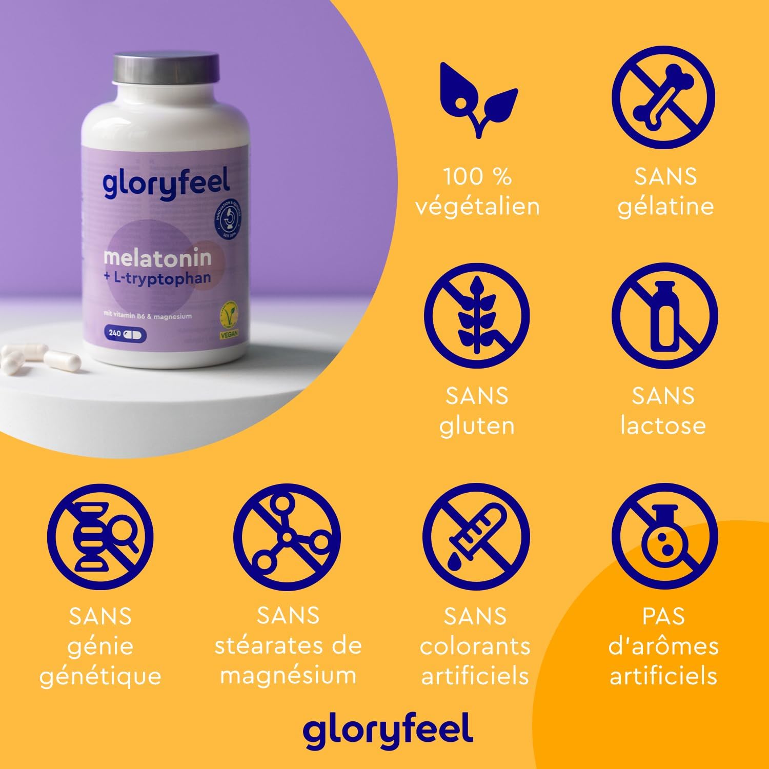 Melatonin + L-Tryptophan Complex 500 mg, Vitamin B6 with Magnesium, 240 Capsules (4 months), Natural Sleep Aid, Relaxing Tryptophan, Against Fatigue and Exhaustion*, 100% Vegan - Image 5