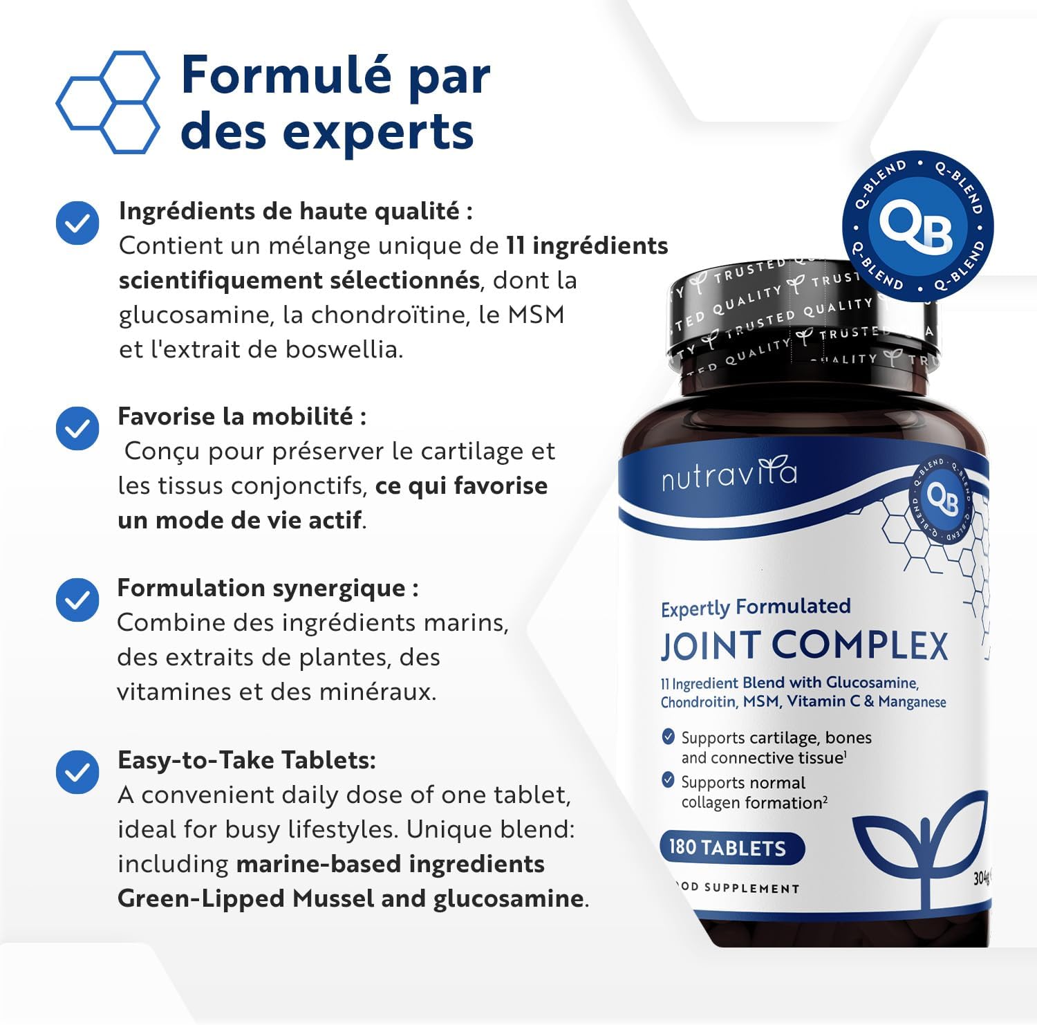 Glucosamine Chondroitin Complex with Vitamin D - MSM + Vitamin C and Manganese - 180 Tablets for 6 Months - Joint Dietary Supplement for Men and Women - MSM Vitamin C - Nutravita - Image 5