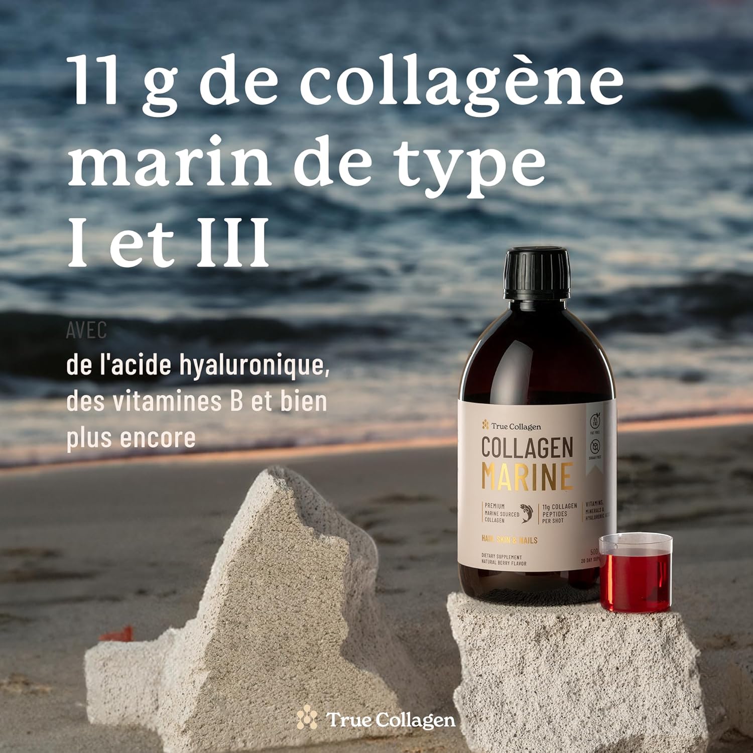 True Collagen Marine | Hydrolyzed Collagen Liquid Supplement 11,000mg - 500ml, 20 Day Supply | Hyaluronic Acid, Biotin & Vitamin C for Hair, Skin & Nails - Image 3