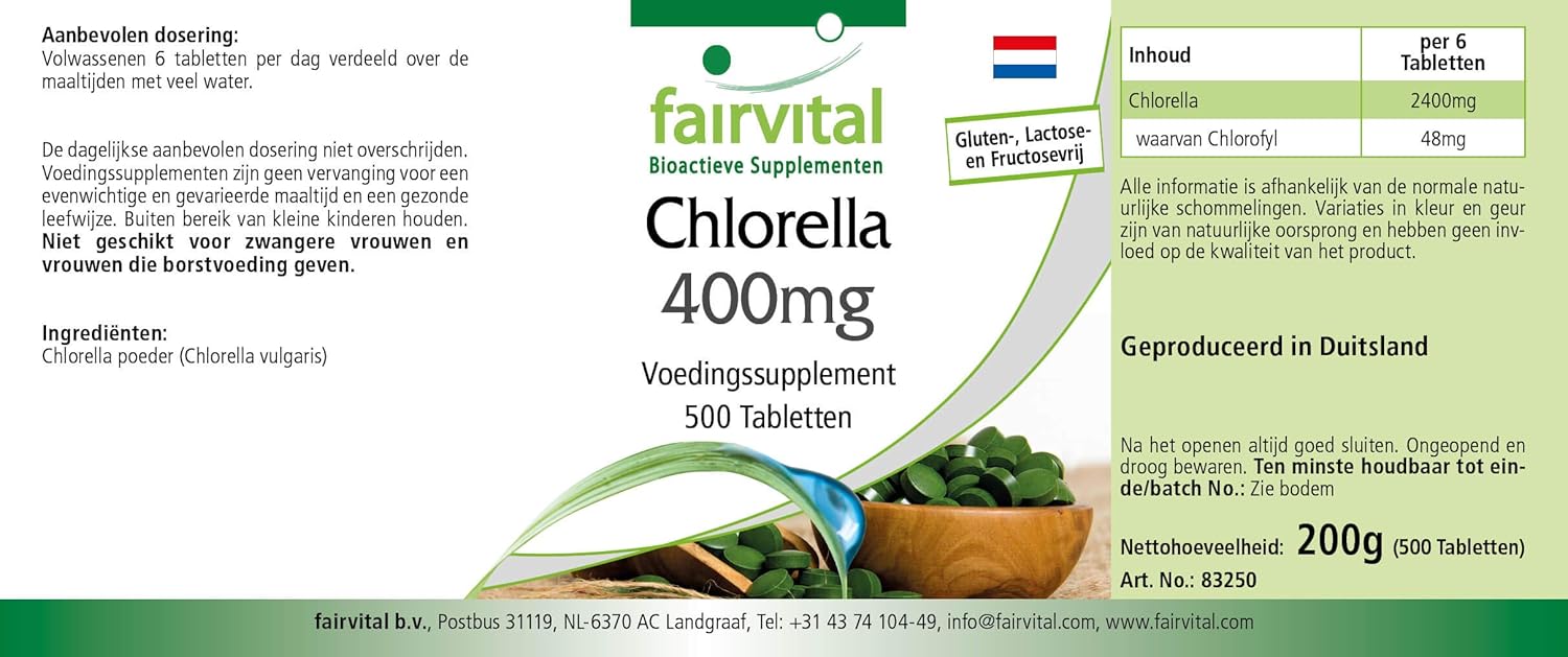 Fairvital | Chlorella 400 mg - 80 days cure - VEGAN - High dosed - 500 tablets - 100% chlorella powder (Chlorella vulgaris) - Image 6