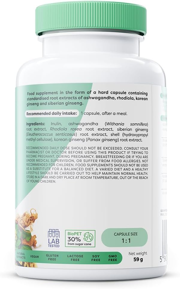 Osavi Ashwagandha + Rhodiola & Ginseng - 120 Vegan Capsules - Image 4