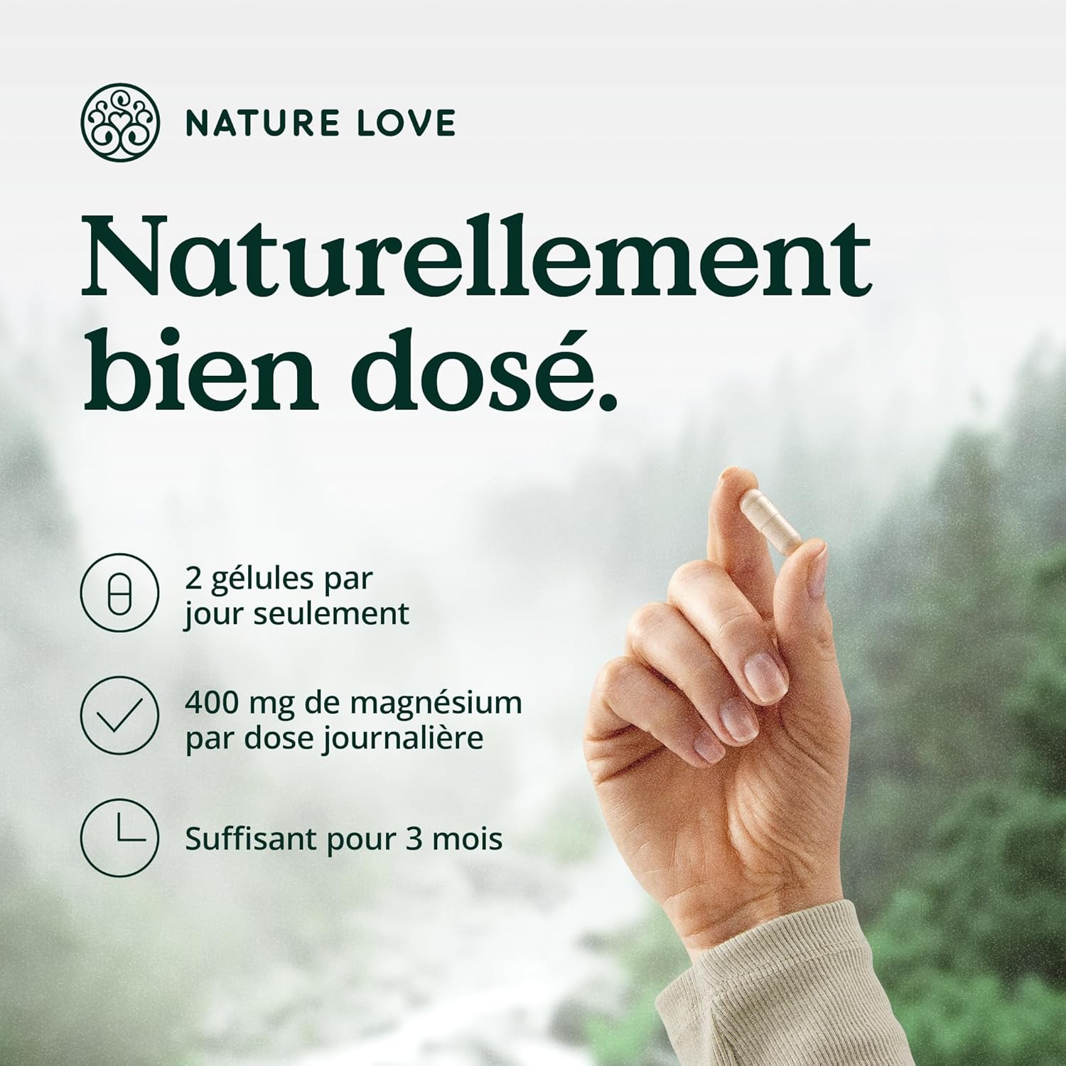 NATURE LOVE® Magnesium Complex - 180 capsules - 400mg of elemental magnesium per daily dose - magnesium in citrate, oxide, bisglycinate, malate and ascorbate forms - vegan, highly dosed - Image 4