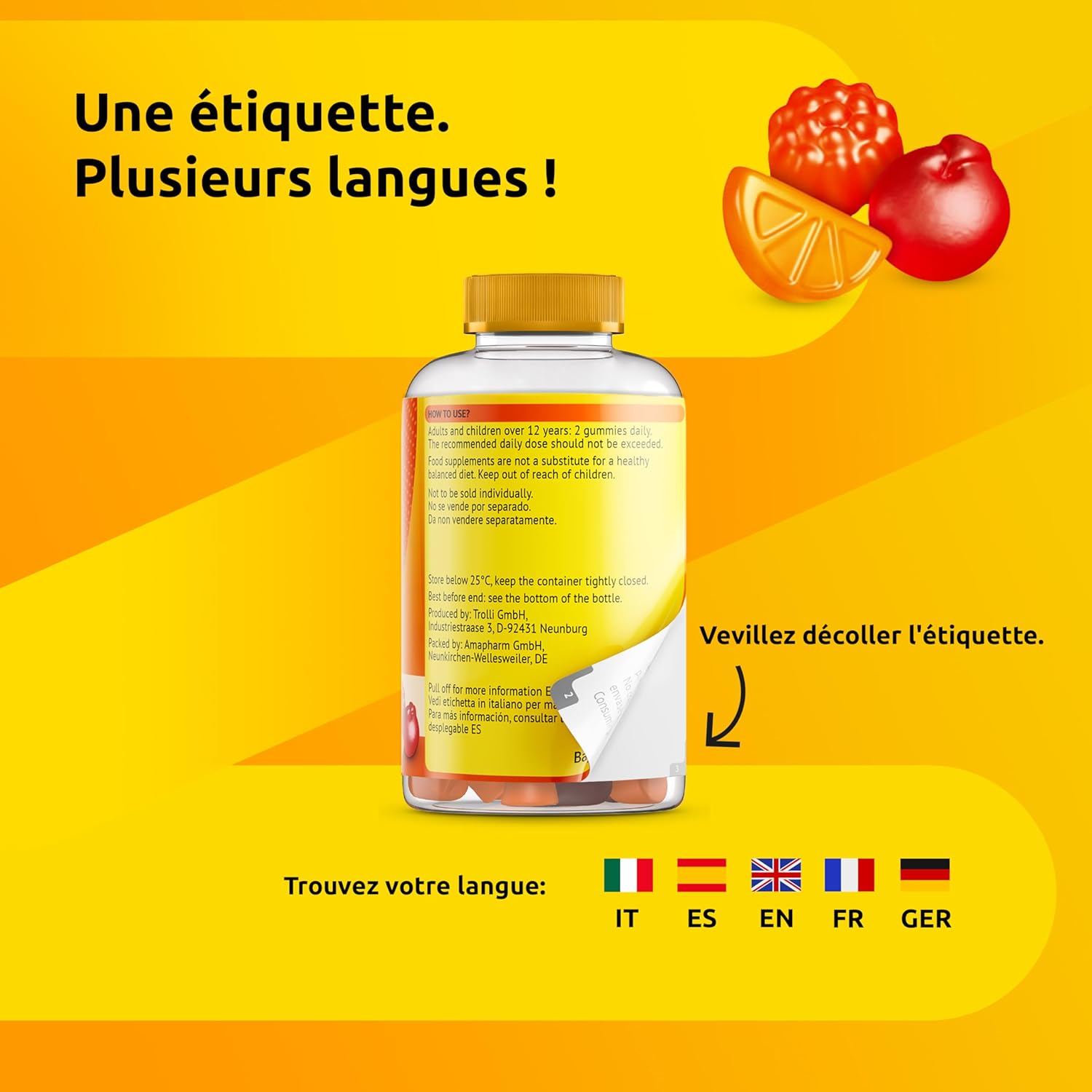 Supradyn Gummies Adult Vitamins with Vitamin D, C and Biotin - Gummies Energy Multivitamin with Cherry, Raspberry and Orange Flavour - 140 Gummies - Image 9