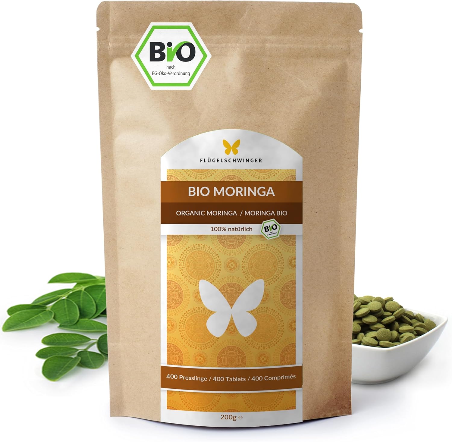 400 Organic Moringa Tablets, 500 mg, High Dose, 100% Natural, 100% Moringa No Additives, Certified Organic Quality, Aluminium Free Packaging, Smart Alternative to Capsules - Image 2