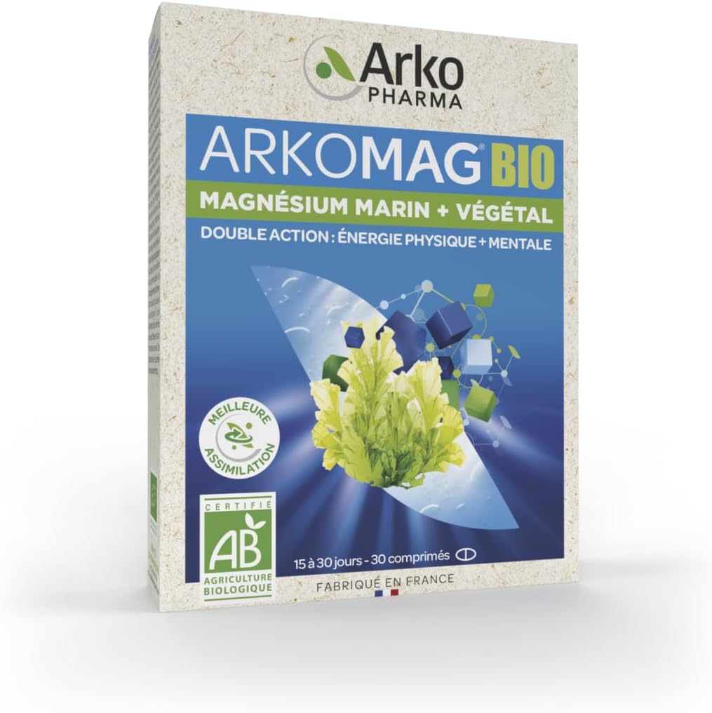 Arkopharma - Arkomag BIO Marine + Vegetable Magnesium | Physical Fatigue - Mental Energy - Irritability | 30 Tablets - Image 2