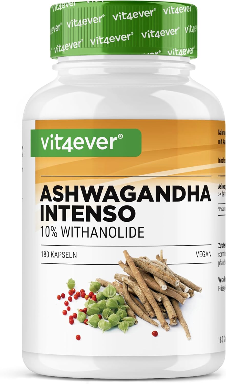 Ashwagandha - 180 capsules with 750 mg pure extract - Premium: 10% withanolides - high purity - vegan - extra high dose - premium quality - Image 2