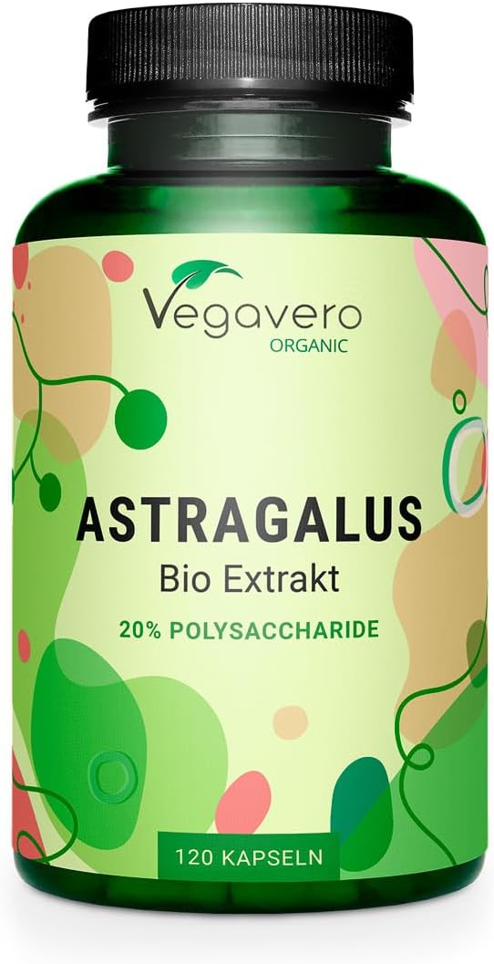 Astragalus Organic Vegavero® | PREMIUM Quality: 20% Polysaccharides | 750 mg Astragalus Extract (15:1) | Immunity + Anti Stress | 120 Capsules | VEGAN - Image 2