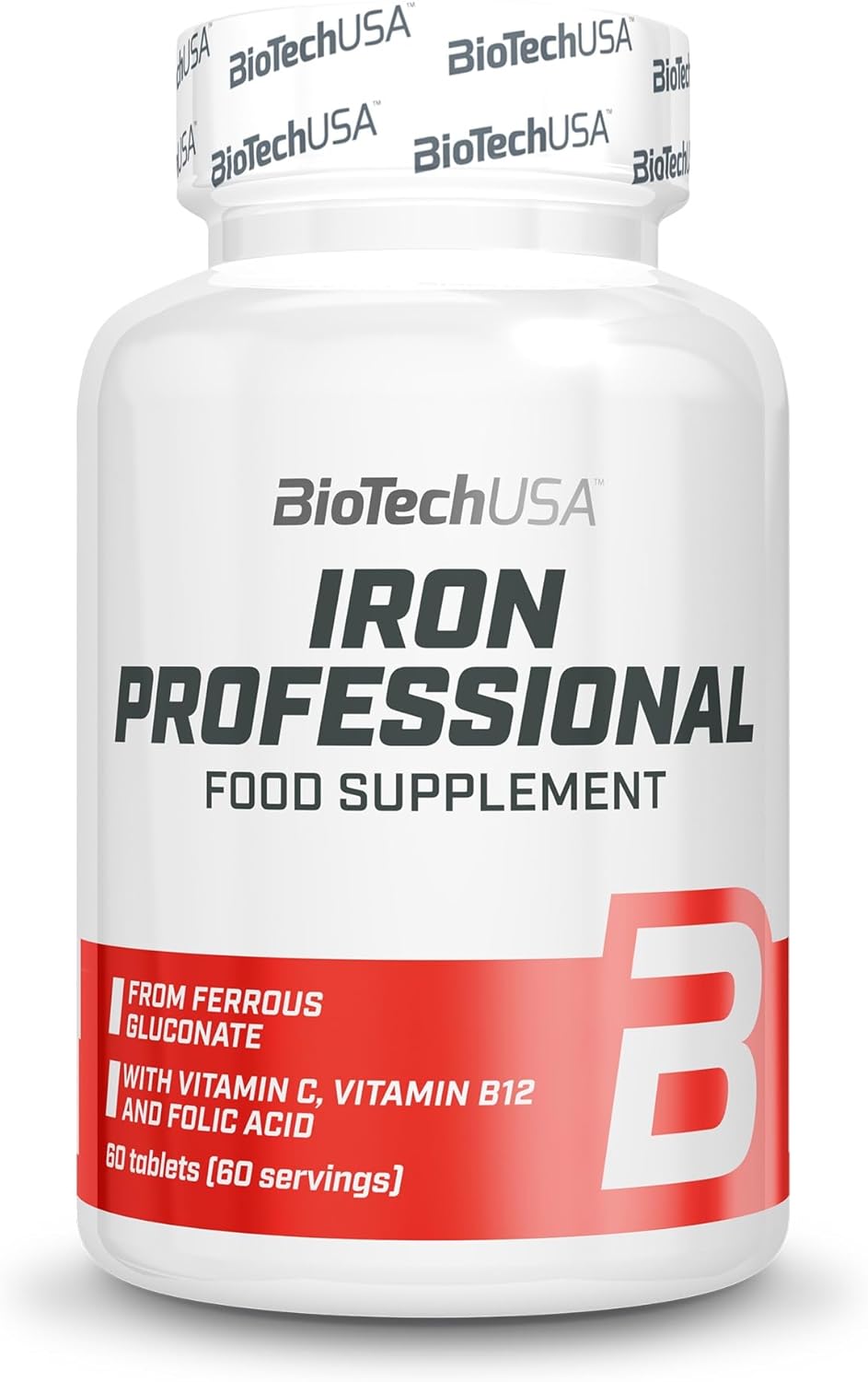 BioTechUSA Iron Professional | Organic Iron Gluconate with Vitamin C | B12 & Folate | Vegan Supplement | For Men, Women, Athletes, 50+ | Improved Absorption | 60 Tablets - Image 2