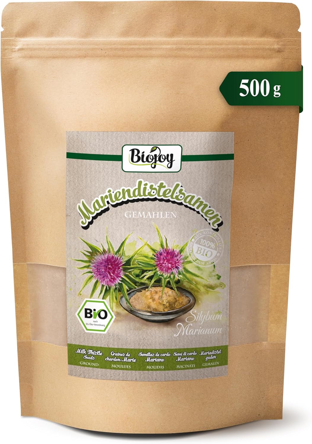 Biojoy Organic Milk Thistle Seeds (500g), Milk Thistle Flour, Natural (Silybum marianum) - Image 2