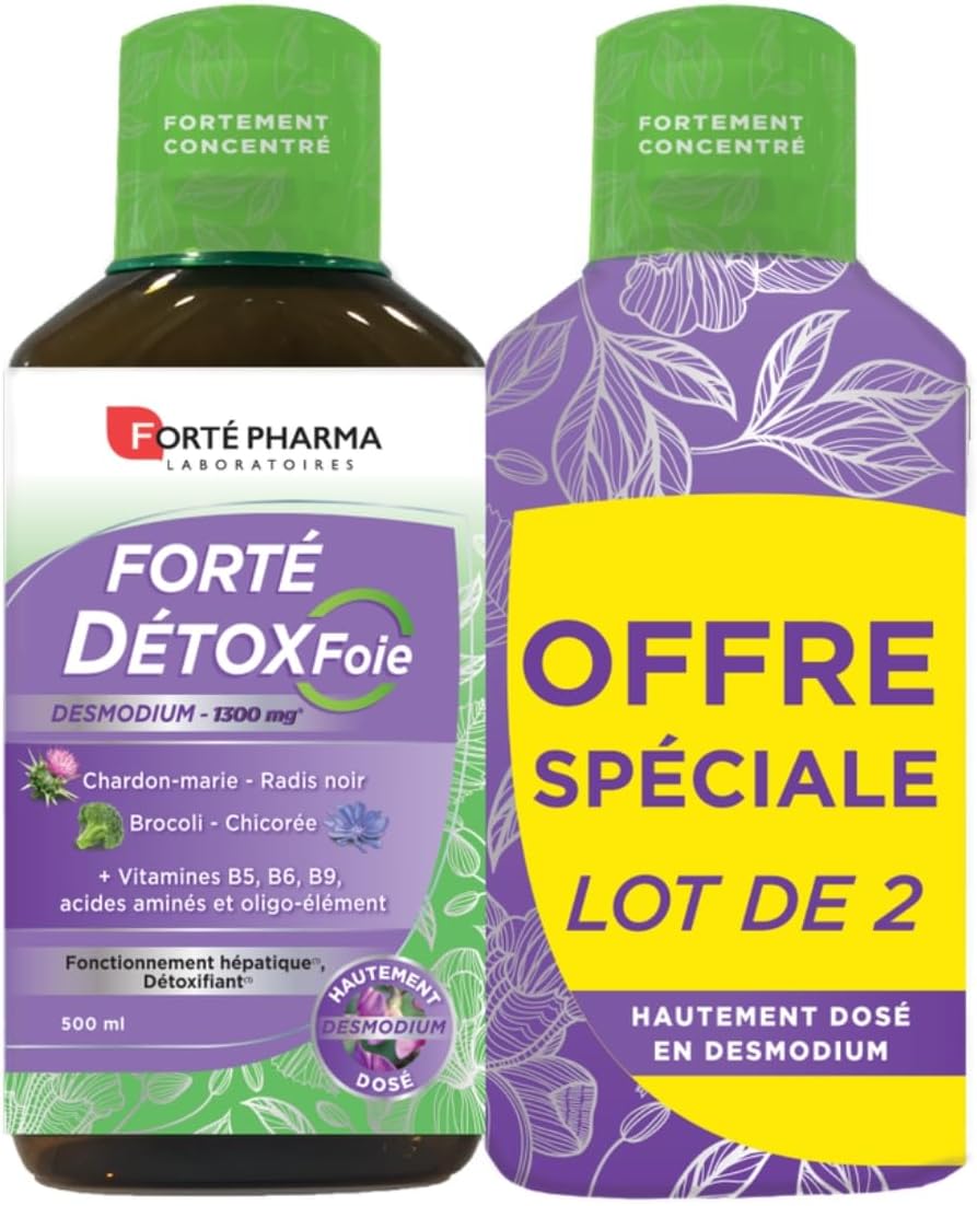 Forté Pharma - Forté Detox Liver | Detox Food Supplement - Milk Thistle Black Radish Desmodium and Vitamins - Liver Detox | Lot 2x500 ml = 20 days - Lemon-Grapefruit taste - Image 2