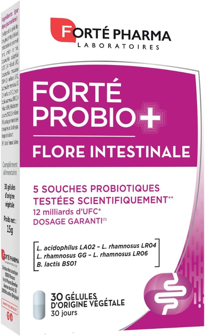 Forté Pharma - Forté Probio+ Intestinal Flora - Food supplement - Probiotic strains, intestinal comfort - Lactobacillus rhamnosus - Gastro-resistant capsules - 30 capsules, 1/day - Image 2
