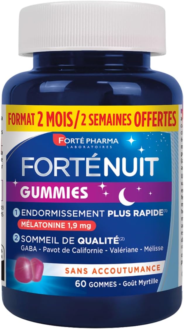 Forté Pharma - FortéNuit Gummies - 1.9 mg Melatonin and Plants, GABA - Sweet Night - Sleep Supplement – Fast Sleep & Quality Sleep Favoured - 60 gums, 2 months - Image 2