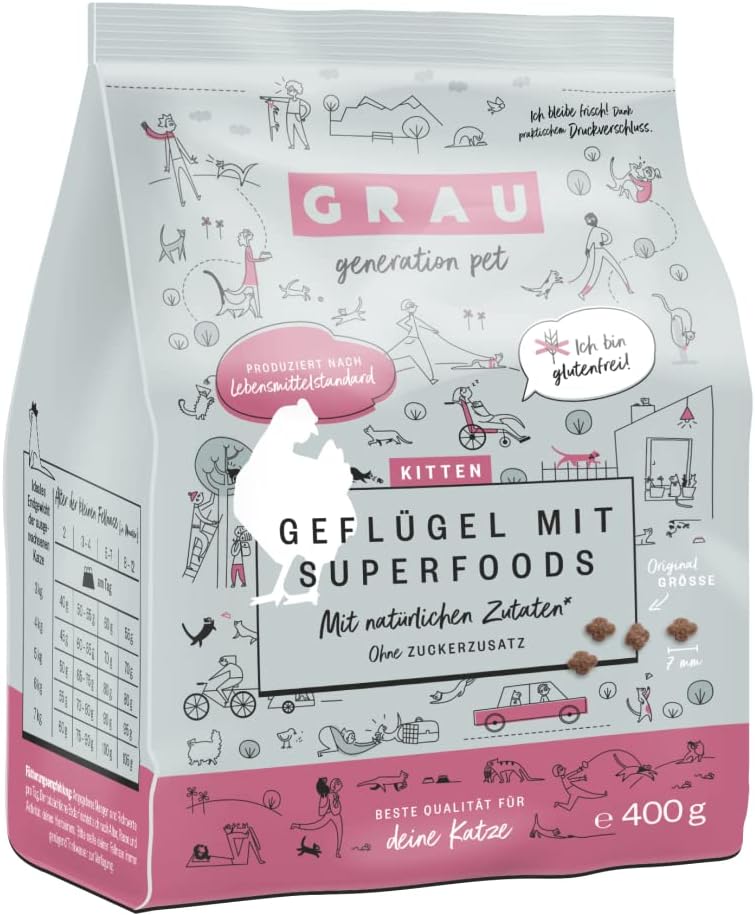 Grau The Original Cat Food for Cats/Kittens, Poultry with Super Food, Pack of 1 (1 x 400 g), Gluten Free, for Kittens - Image 2