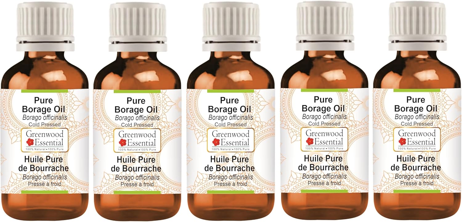 Greenwood Essential Natural Borage Oil (Borago officinalis) Cold Pressed 100ml x 5 (16.9 oz) - Image 2