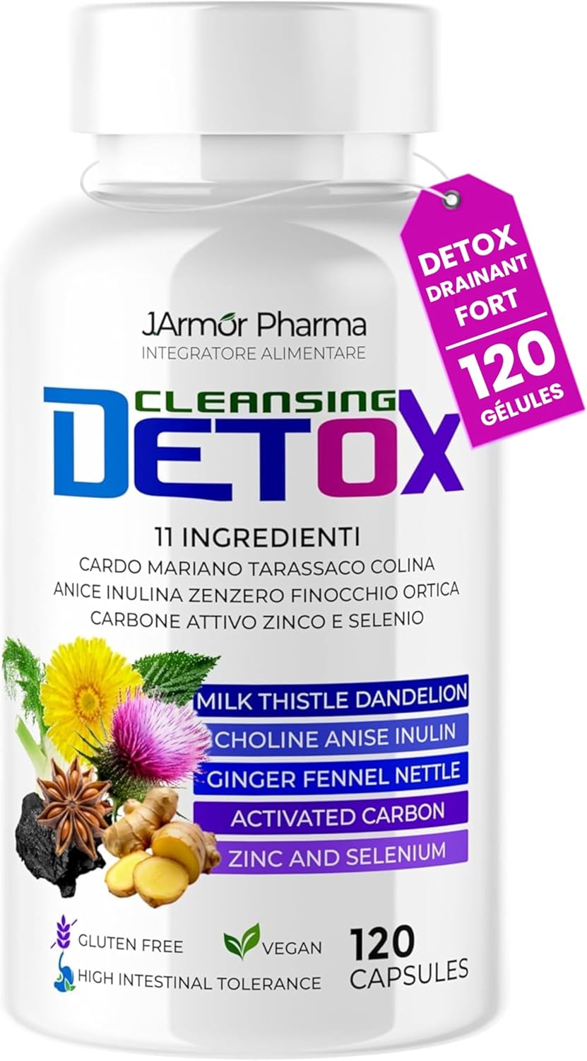 J.Armor Detox Liver 120 Capsules - Powerful Detoxifying Liver and Intestine Drainer, Milk Thistle 80% Silymarin, Artichoke, Dandelion, Fennel, Echinacea - Image 2