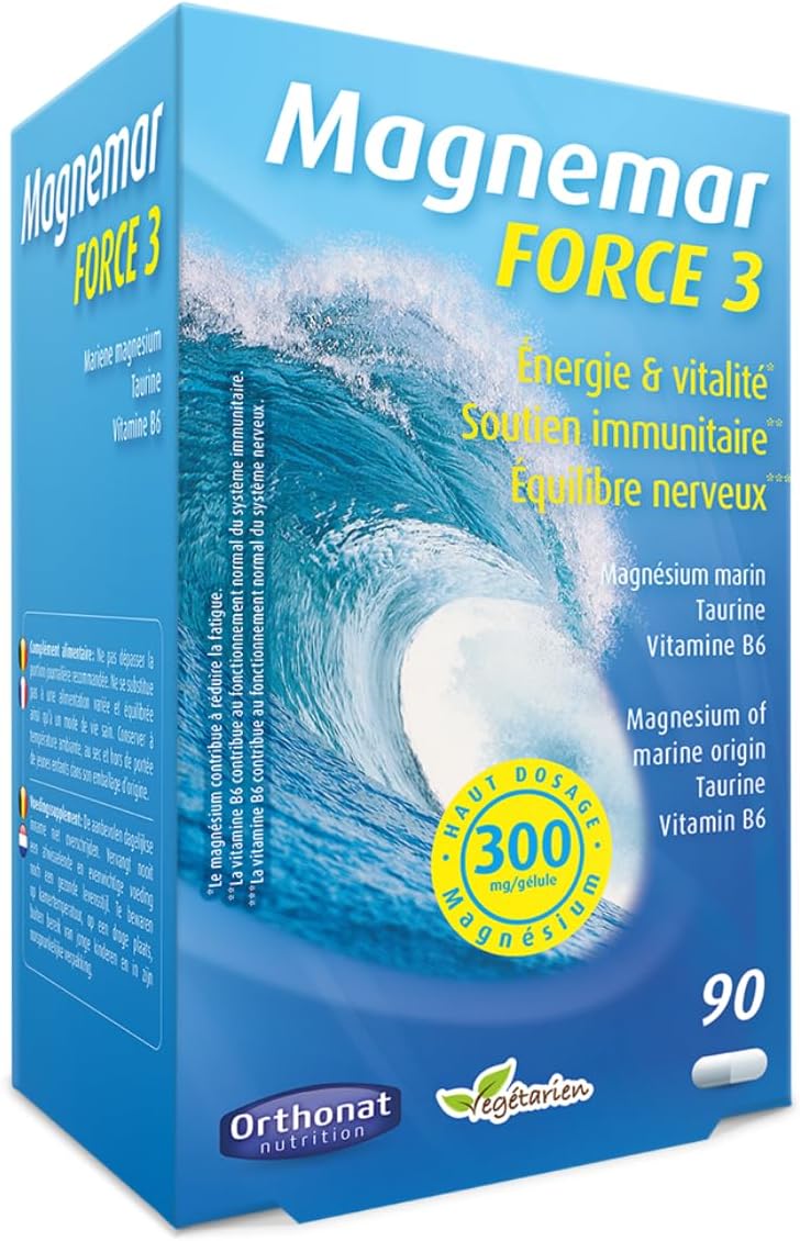 Magnemar Force 3 - Energy, Vitality, Immunity Food Supplement - 510 mg Marine Magnesium, 120 mg Taurine and 2 mg Vitamin B6 per Capsule - 90 Capsules - Image 2