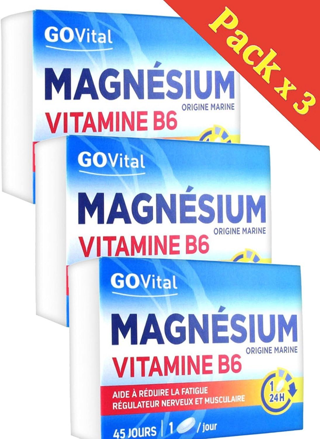 Magnesium Vitamin B6 - Marine Origin - Nervous and Muscular Fatigue - 3 Boxes of 45 Tablets - Image 2