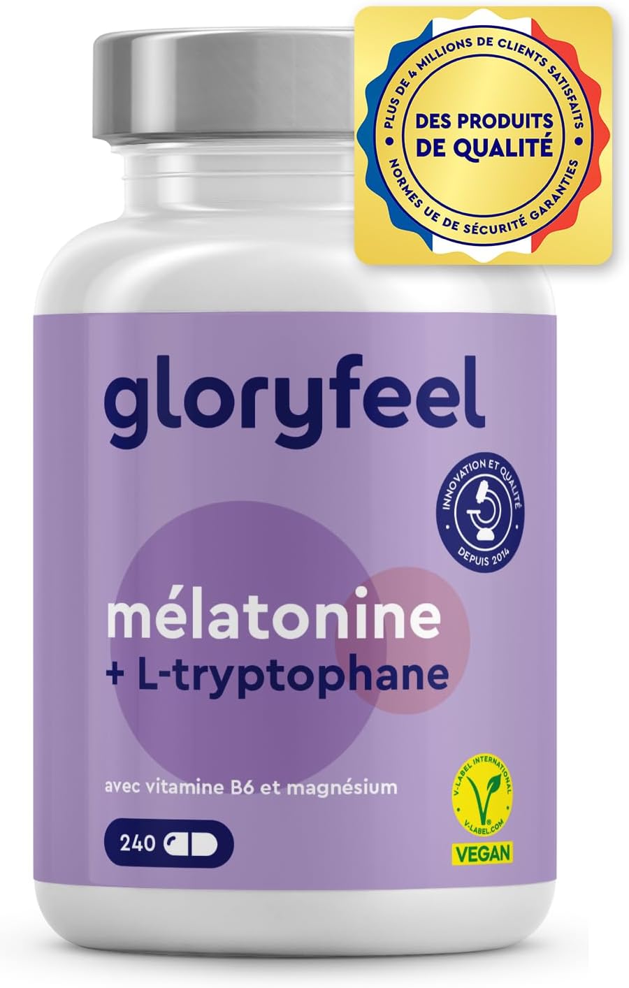 Melatonin + L-Tryptophan Complex 500 mg, Vitamin B6 with Magnesium, 240 Capsules (4 months), Natural Sleep Aid, Relaxing Tryptophan, Against Fatigue and Exhaustion*, 100% Vegan - Image 2