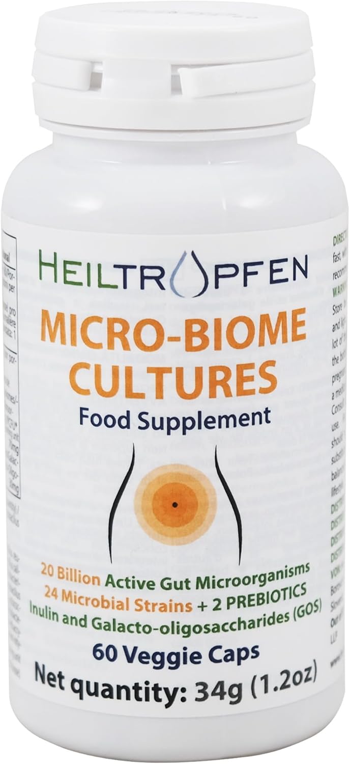 Microbiome Cultures | Digestive Probiotic + Prebiotic | 24 Strains | 20 Billion CFU | 60 Capsules | Active Intestine | Inulin and GOS | Dietary Supplement | Analysis | Heiltropfen - Image 2