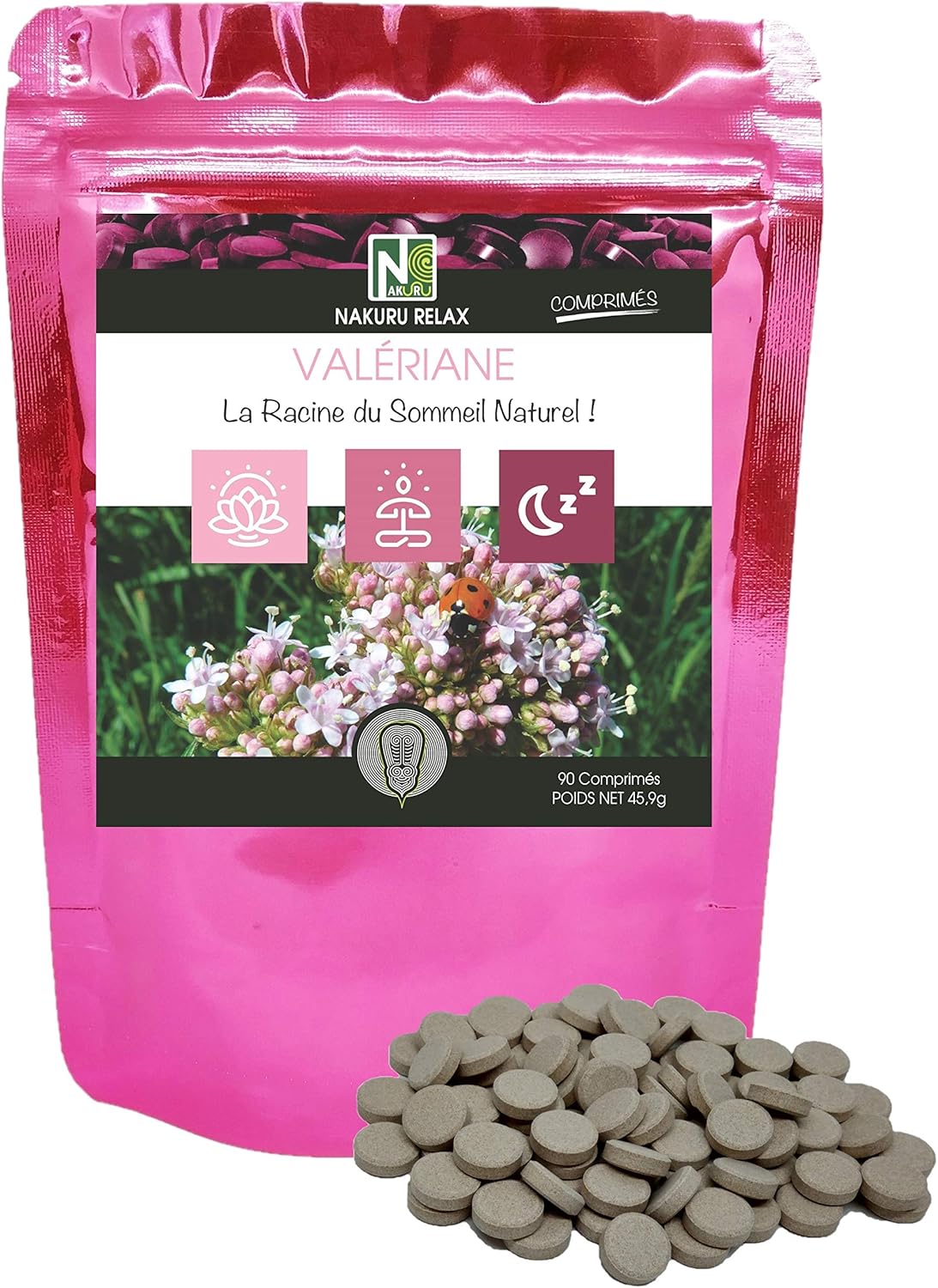 NAKURU | Valerian | NAKURU Relax | Made in France | "La Root du Sommeil Naturel!" (90 Tablets of 510mg / Net Weight: 46g) - Image 2
