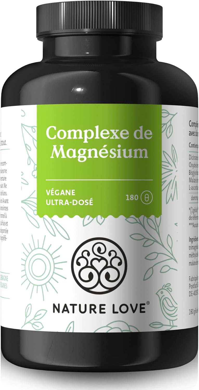 NATURE LOVE® Magnesium Complex - 180 capsules - 400mg of elemental magnesium per daily dose - magnesium in citrate, oxide, bisglycinate, malate and ascorbate forms - vegan, highly dosed - Image 2